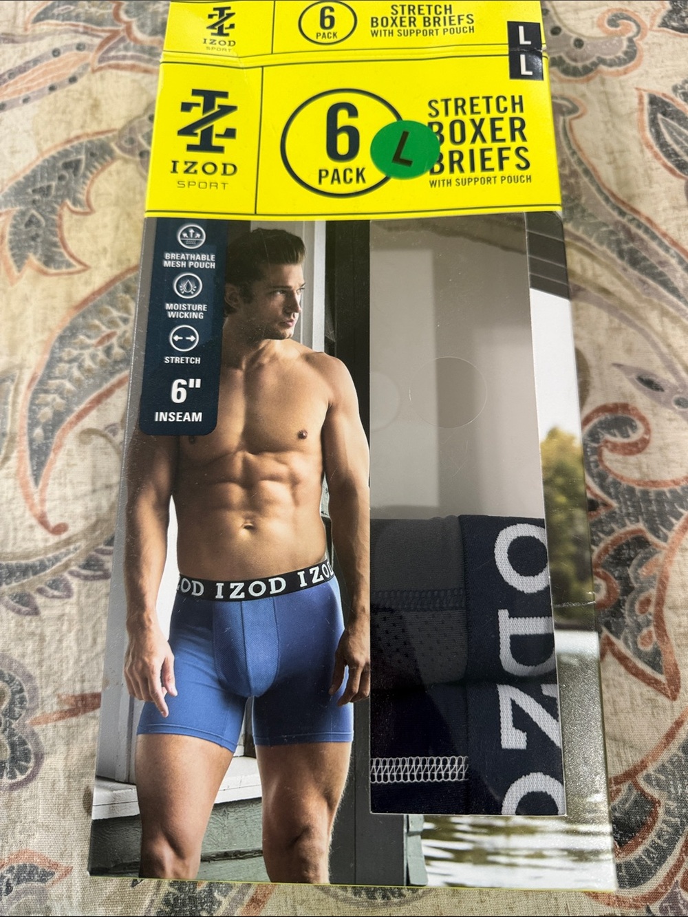 Izod Men’s Black/grey Stretch Boxer Briefs 2 pair